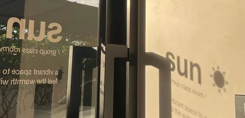 The glass door of the Sun group class room